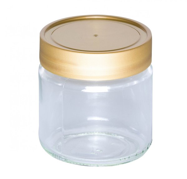 60x Neutralglas 250 g "Honigglas" mit goldenem Deckel Gläser für Honig
