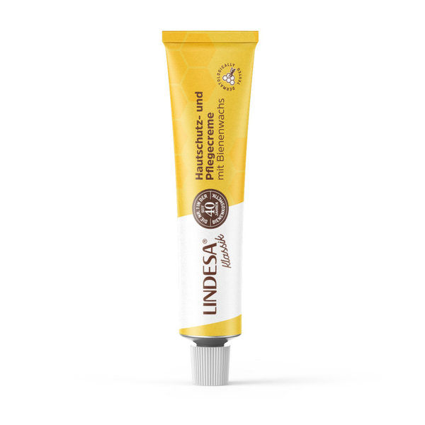 LINDESA® Klassik Hautschutzpflegecreme mit Bienenwachs Handcreme 50 ml gelbe Alu-Tube
